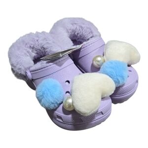 Crocs Classic Platform Lined Charm Clog Lavender - 210691 Women's Size 6